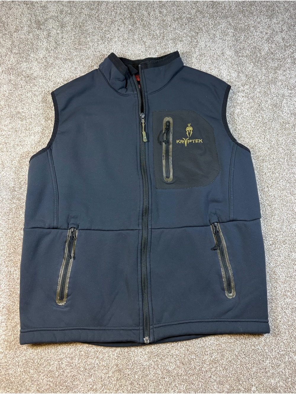 Kryptek Men’s Black Softshell Vest - Water-Resistant Zip Pockets